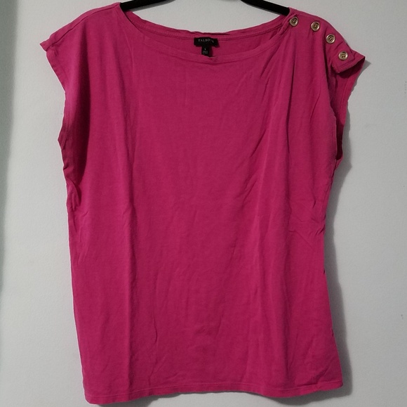 Talbots fuschia button shoulder top, L - Picture 2 of 7
